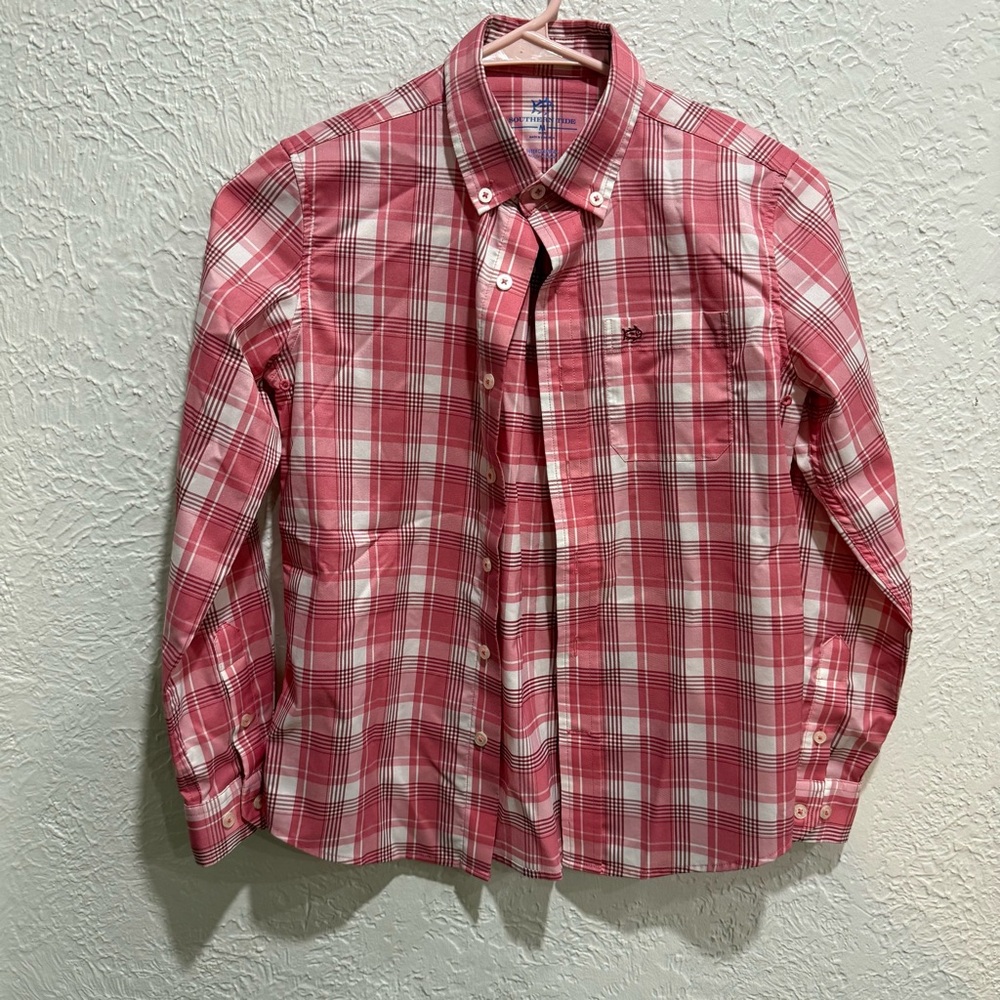 New without Tags Southern Tide Long Sleeve Button Up medium 8-10 salmon